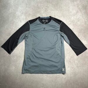 Nike Pro Combat Mens Grey Black 3/4 Sleeve Baseball Training Shirt L Ken Griffey